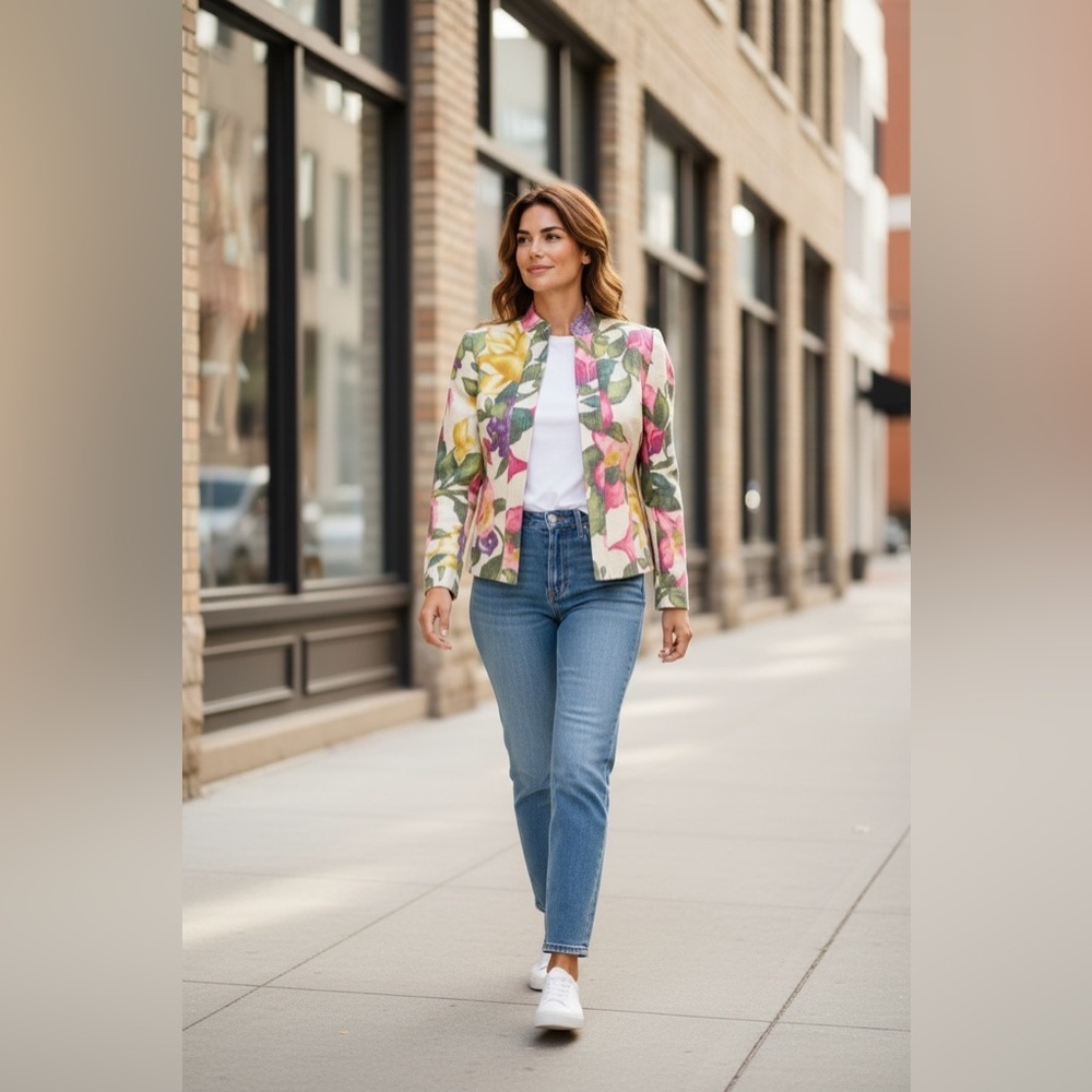 Studio by Liz Claiborne Blazer floral jacket Petite Size Small